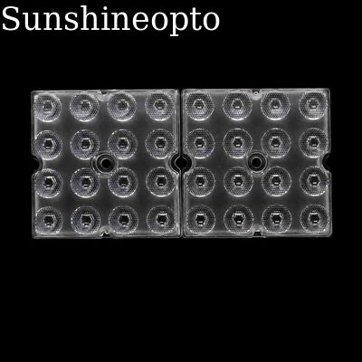 20 градусов 3030 SMD PC Оптический светодиодный объектив с высоким заливом 50 × 50 мм 16-в-1 Оптический объектив с узким лучом